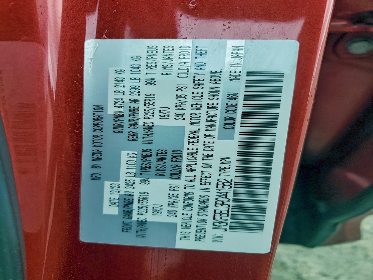 2024 Mazda Cx-5 Premium Plus VIN: JM3KFBEL3R0441552 Lot: 93758245