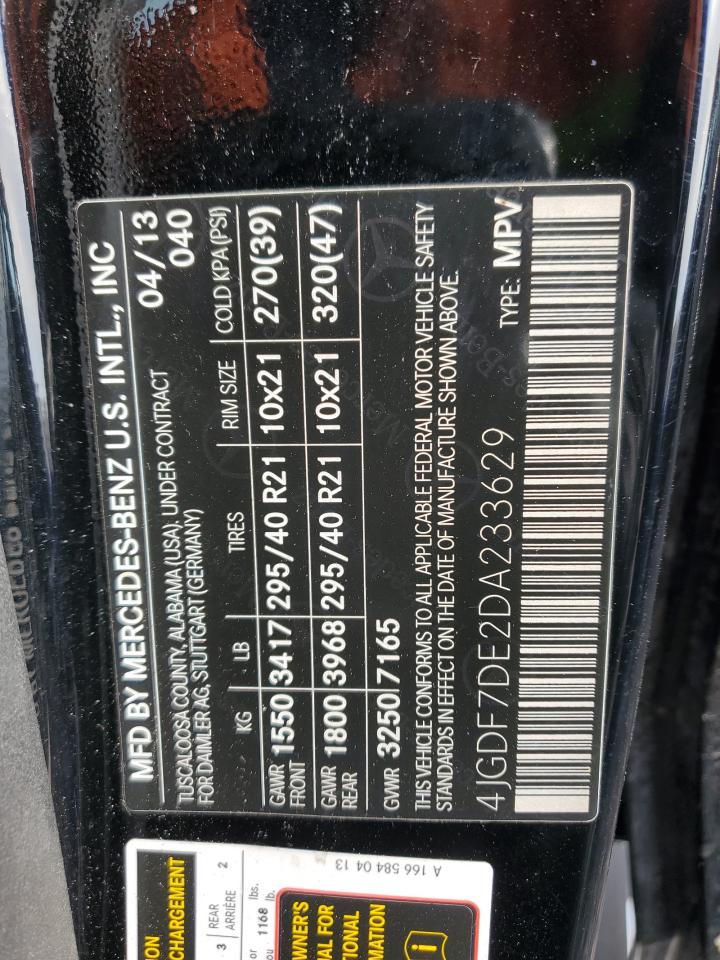 2013 Mercedes-Benz Gl 550 4Matic VIN: 4JGDF7DE2DA233629 Lot: 93649705