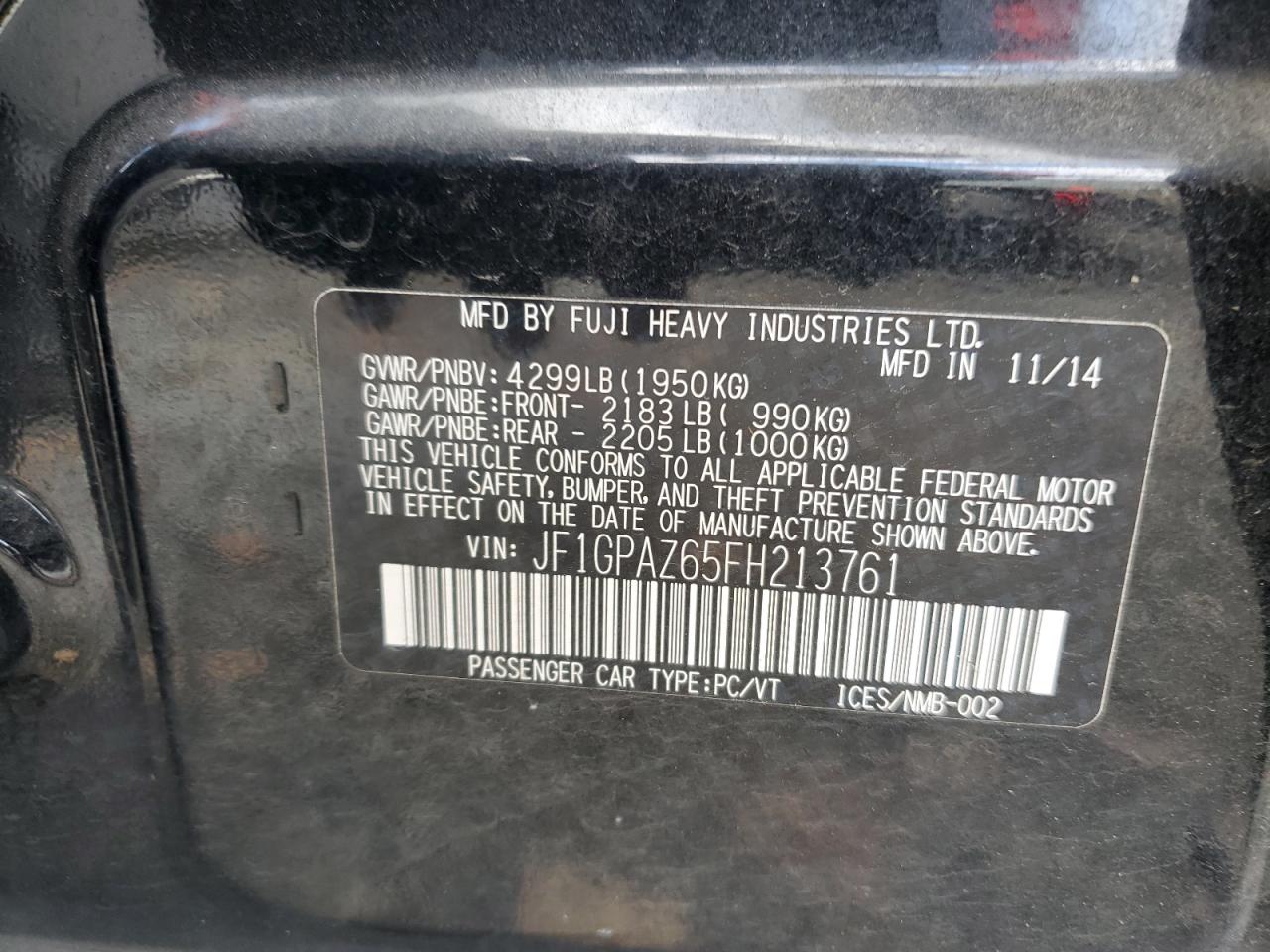 2015 Subaru Impreza Sport Limited VIN: JF1GPAZ65FH213761 Lot: 93773735