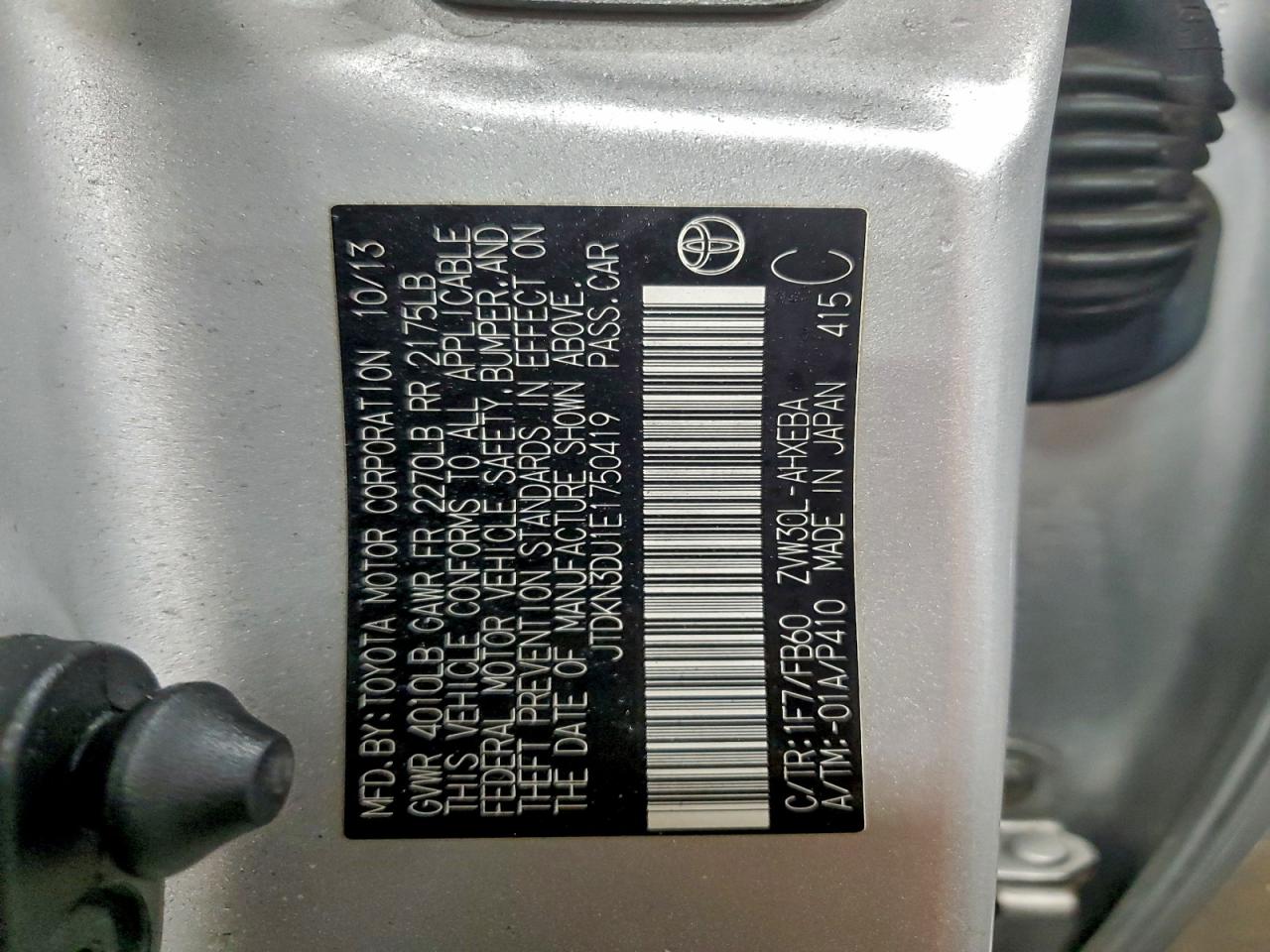 2014 Toyota Prius VIN: JTDKN3DU1E1750419 Lot: 94081375