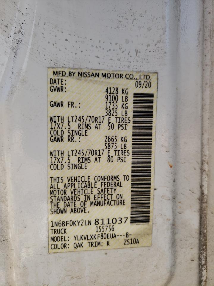 2020 Nissan Nv 2500 Delivery Van VIN: 1N6BF0KY2LN811037 Lot: 91377855