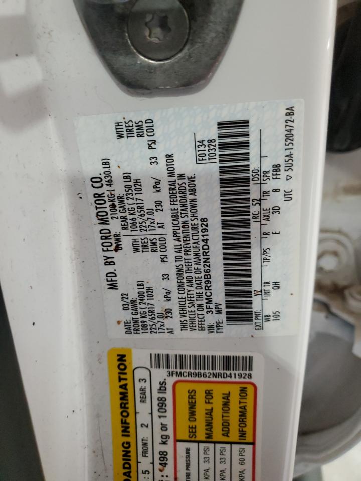 2022 Ford Bronco Sport Big Bend VIN: 3FMCR9B62NRD41928 Lot: 92621805