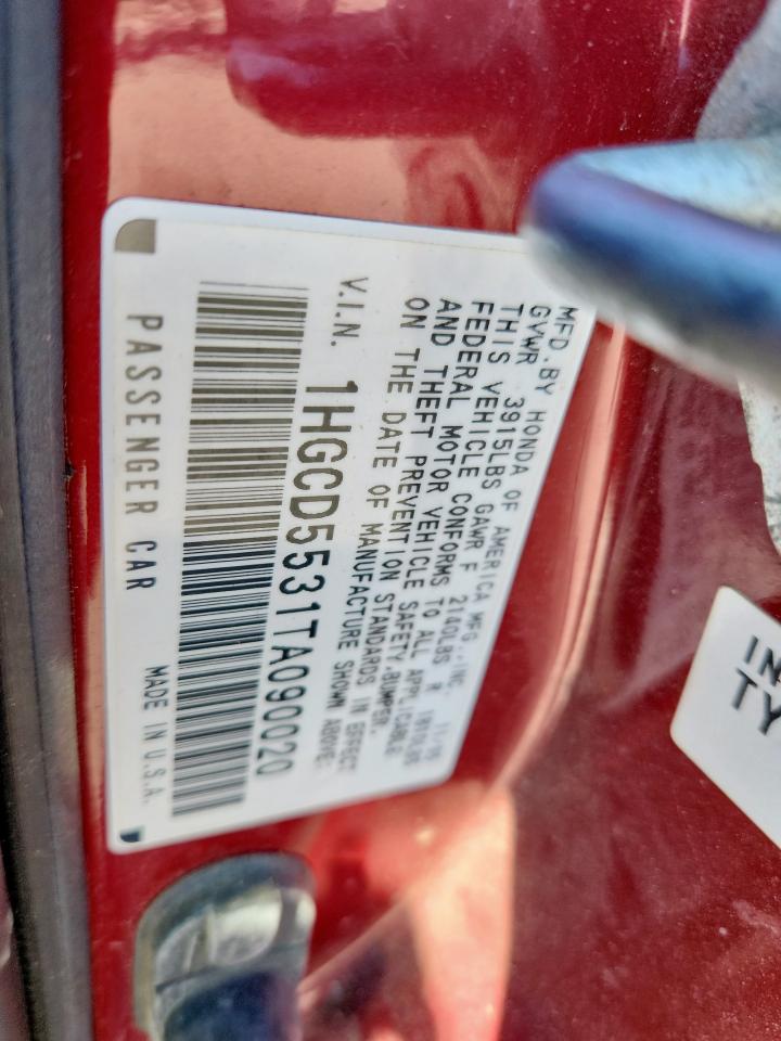 1996 Honda Accord Lx VIN: 1HGCD5531TA090020 Lot: 92308935