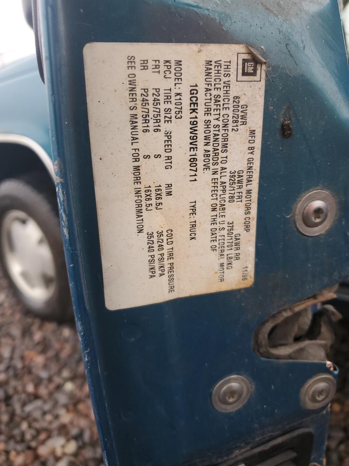 1997 Chevrolet Gmt-400 K1500 VIN: 1GCEK19W9VE160711 Lot: 92926995