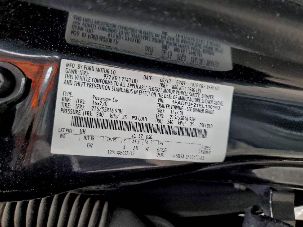 2014 Ford Focus Se VIN: 1FADP3F21EL130193 Lot: 93970685