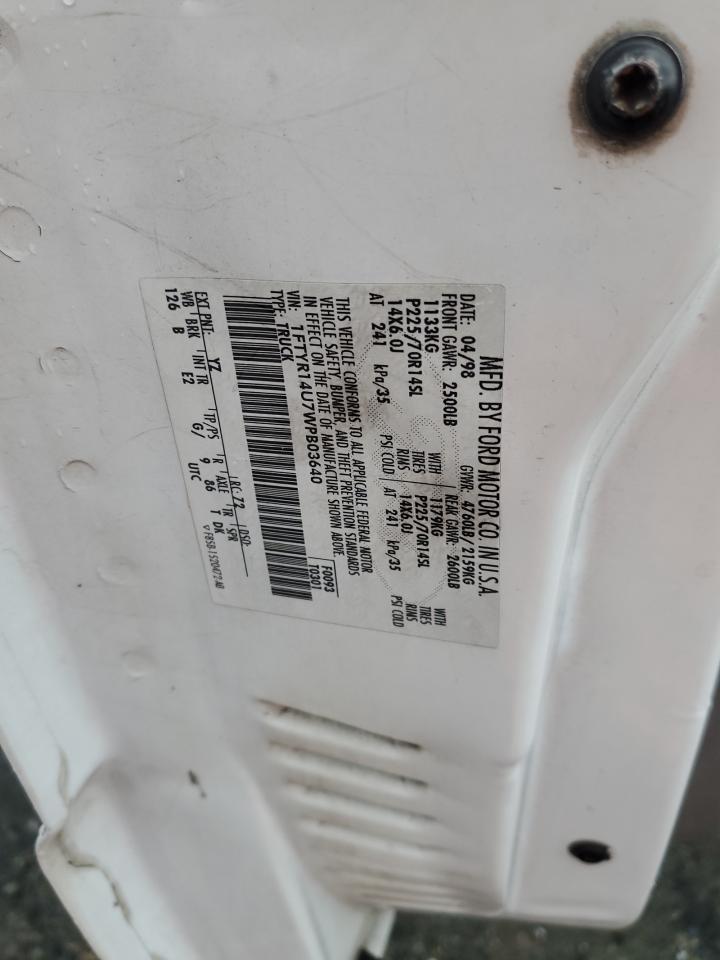 1998 Ford Ranger Super Cab VIN: 1FTYR14U7WPB03640 Lot: 91510335