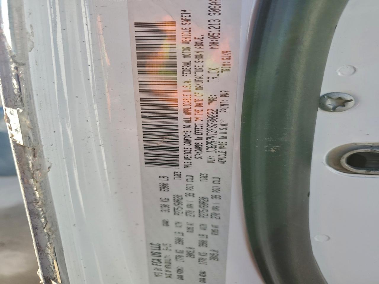 2015 Ram 1500 Laramie VIN: 1C6RR7NT3FS700222 Lot: 94543395