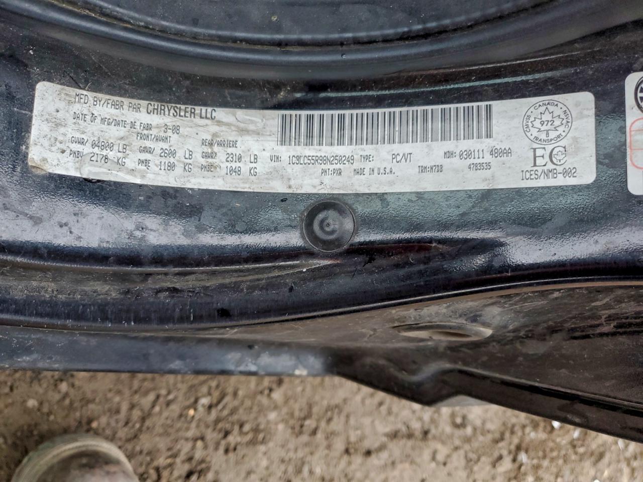 2008 Chrysler Sebring Touring VIN: 1C3LC55R98N250249 Lot: 94466555