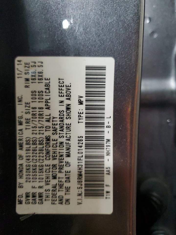 2015 Honda Cr-V Lx VIN: 5J6RM4H31FL014265 Lot: 92993805