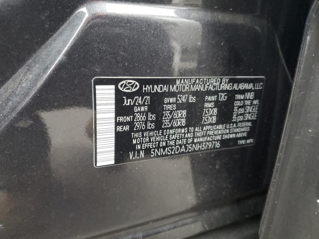 2022 Hyundai Santa Fe Sel VIN: 5NMS2DAJ5NH379716 Lot: 91801115