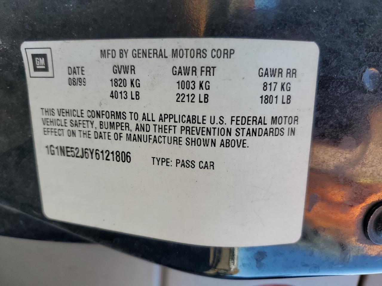 2000 Chevrolet Malibu Ls VIN: 1G1NE52J6Y6121806 Lot: 91654205