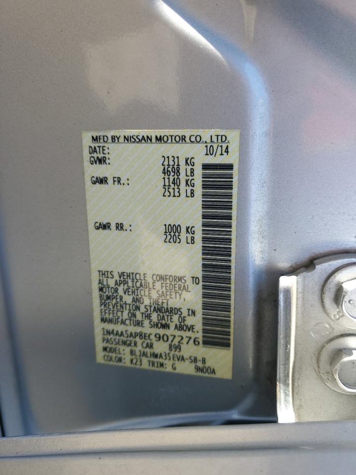 2014 Nissan Maxima S VIN: 1N4AA5AP8EC907276 Lot: 93445405