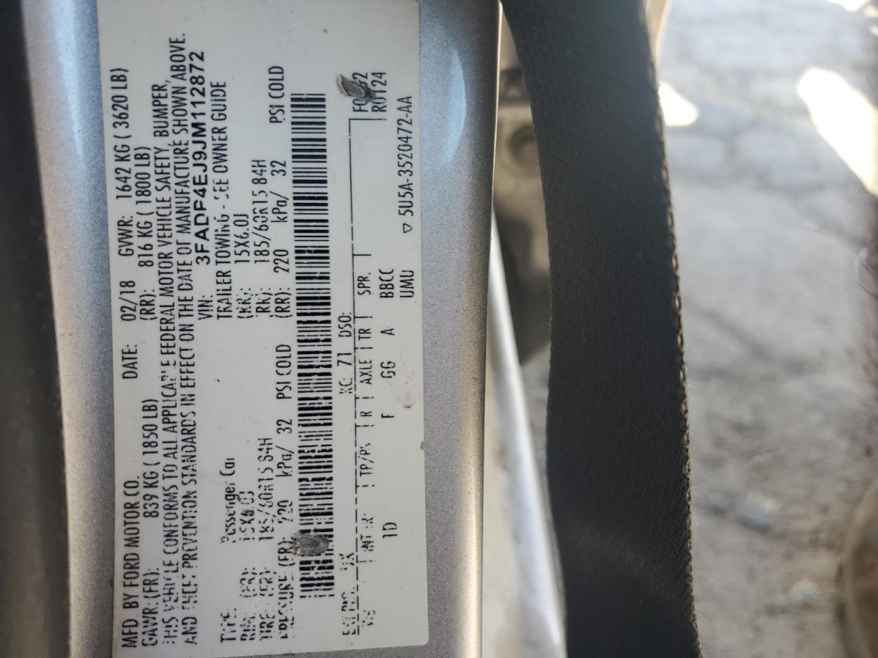 2018 Ford Fiesta Se VIN: 3FADP4EJ9JM112872 Lot: 91867375