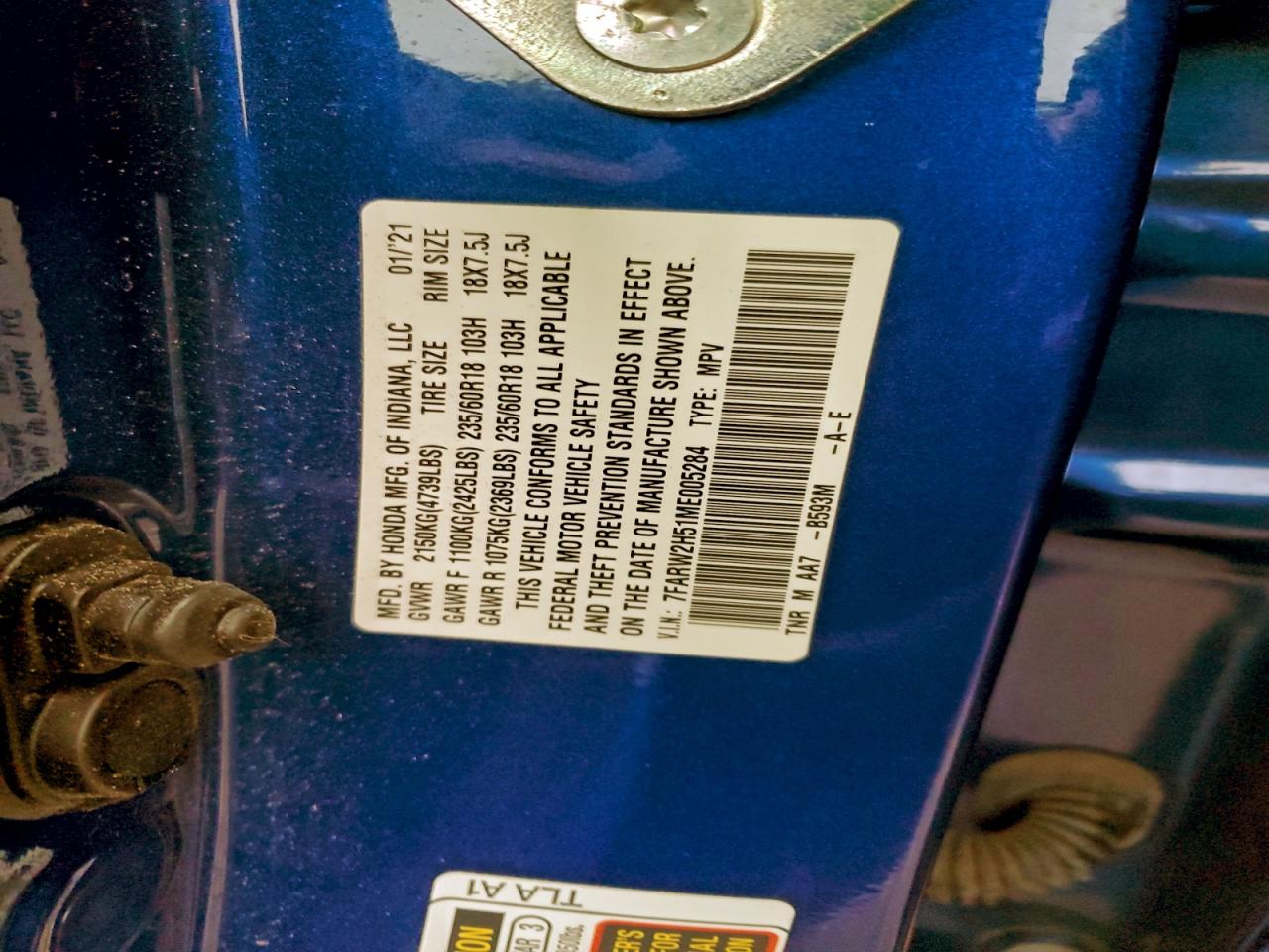 2021 Honda Cr-V Ex VIN: 7FARW2H51ME005284 Lot: 94880315