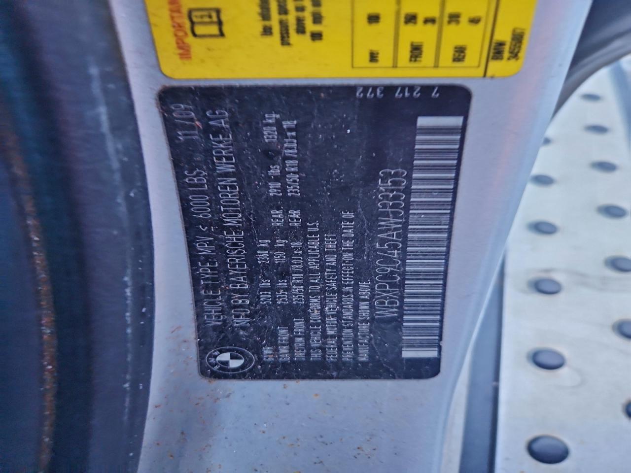 2010 BMW X3 xDrive30I VIN: WBXPC9C45AWJ33153 Lot: 92196895