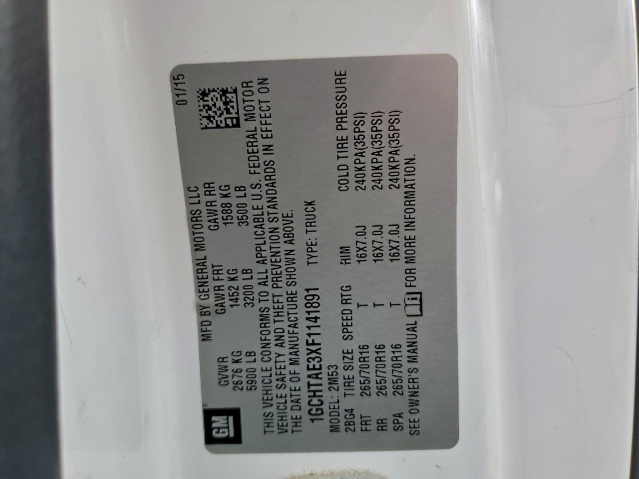 2015 Chevrolet Colorado VIN: 1GCHTAE3XF1141891 Lot: 93889735