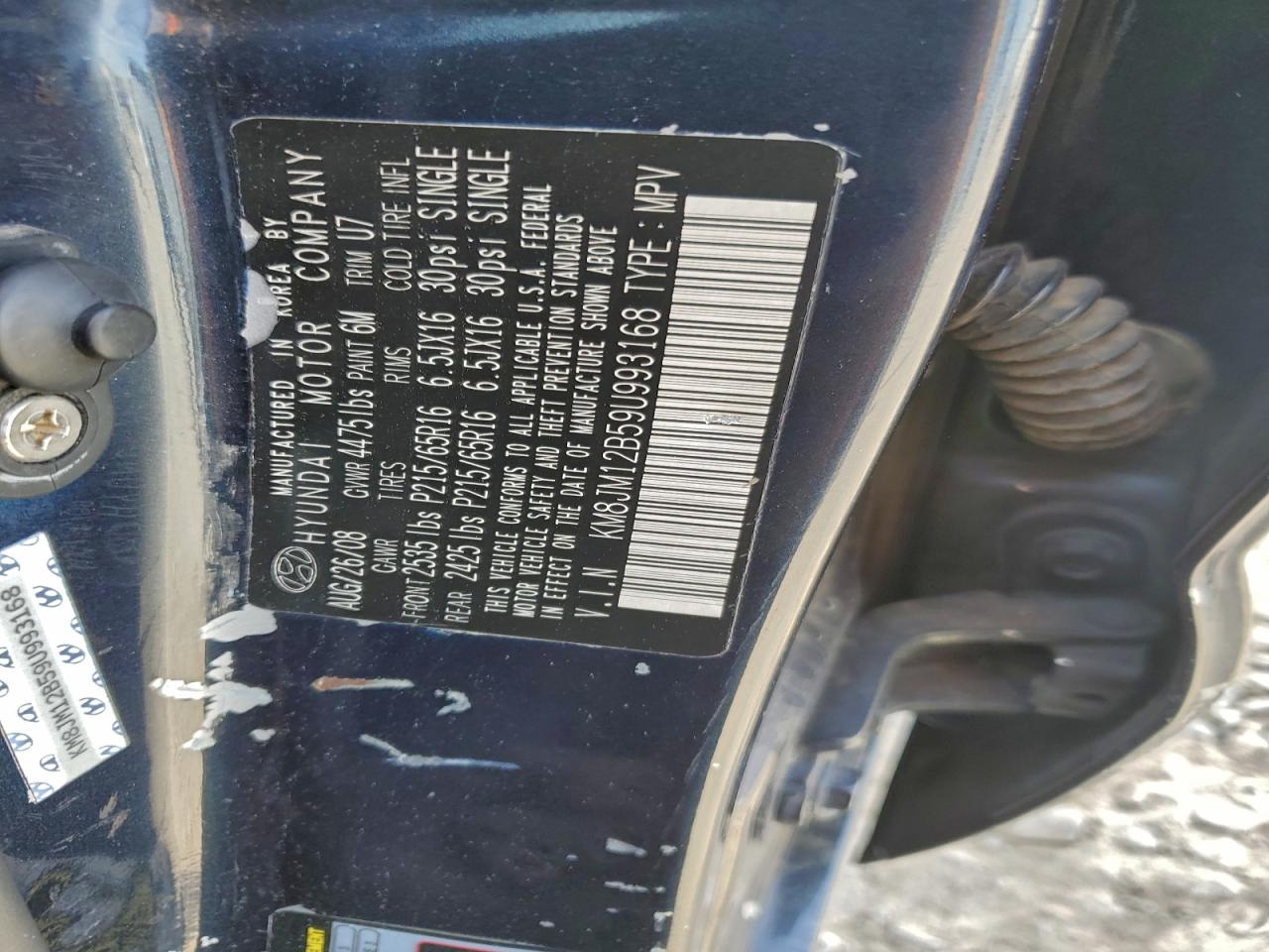 2009 Hyundai Tucson Gls VIN: KM8JM12B59U993168 Lot: 94217745