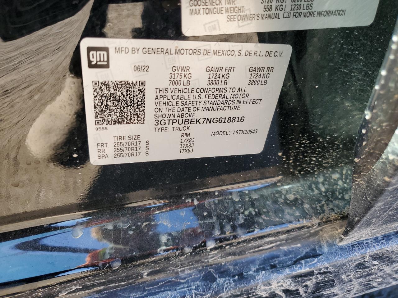 2022 GMC Sierra K1500 Sle VIN: 3GTPUBEK7NG618816 Lot: 91945335