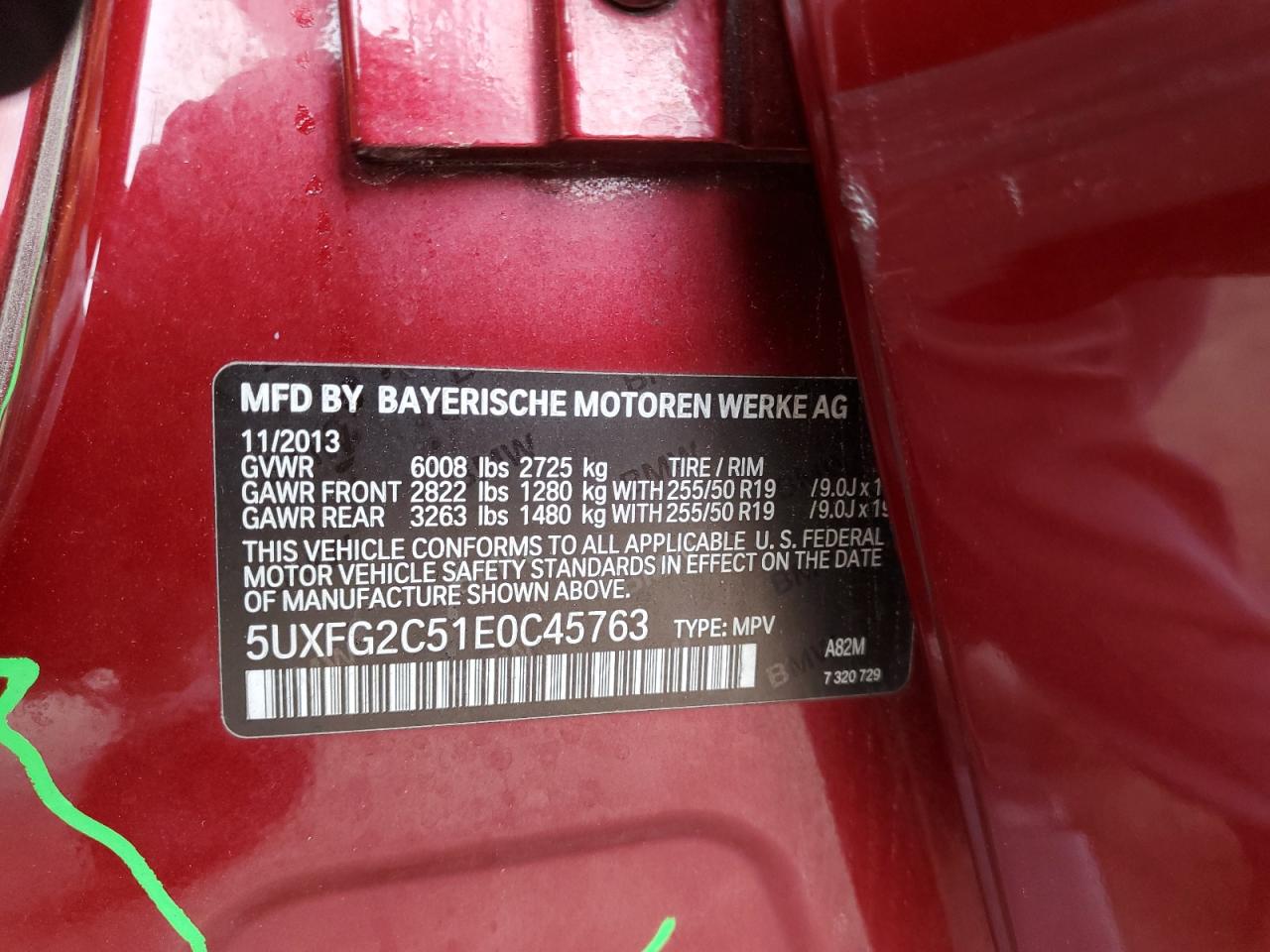 2014 BMW X6 xDrive35I VIN: 5UXFG2C51E0C45763 Lot: 91204615