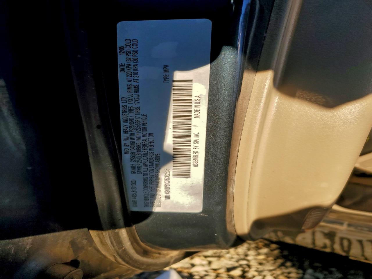 2006 Subaru Legacy Outback 2.5I VIN: 4S4BP61C767332335 Lot: 94271995