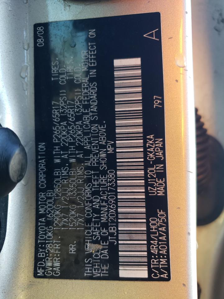 2009 Lexus Gx 470 VIN: JTJBT20X690173380 Lot: 92843805