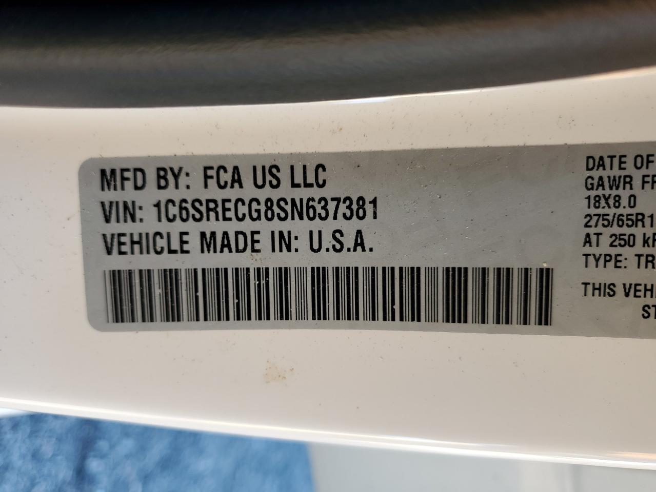 2025 Ram 1500 Tradesman VIN: 1C6SRECG8SN637381 Lot: 92403405