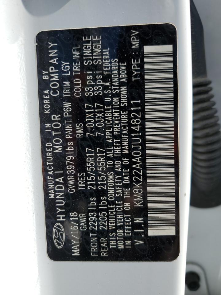 2018 Hyundai Kona Sel VIN: KM8K22AA0JU148211 Lot: 91431825