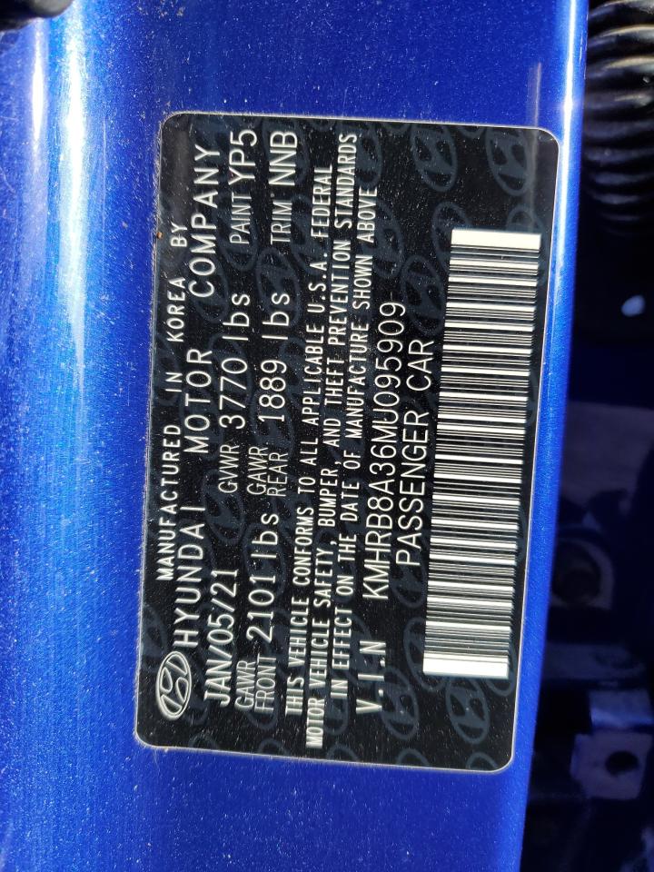 2021 Hyundai Venue Se VIN: KMHRB8A36MU095909 Lot: 92134775