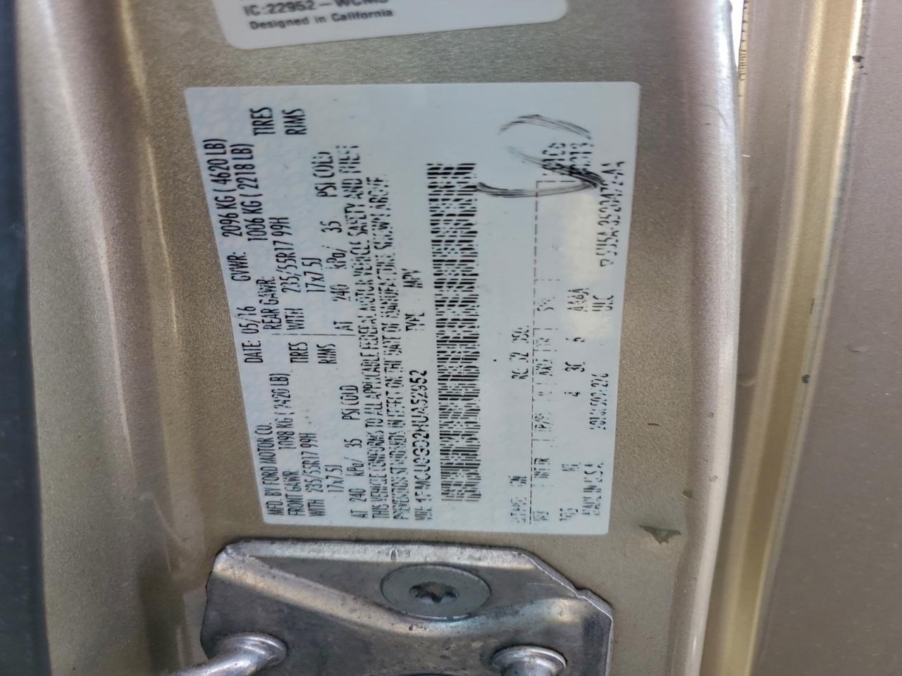 2017 Ford Escape Se VIN: 1FMCU0GD2HUA52952 Lot: 94129565