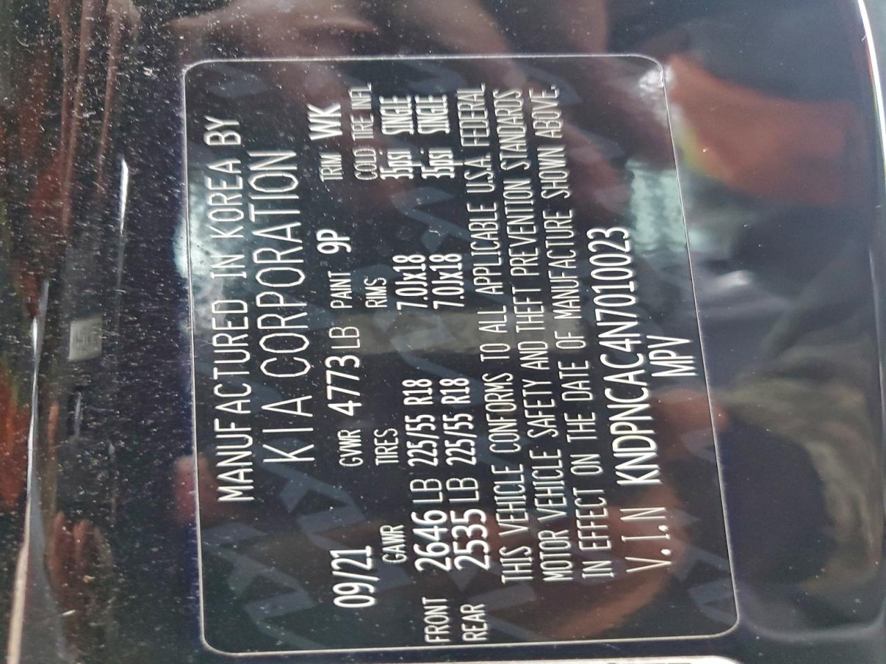 2022 Kia Sportage Ex VIN: KNDPNCAC4N7010023 Lot: 94163185