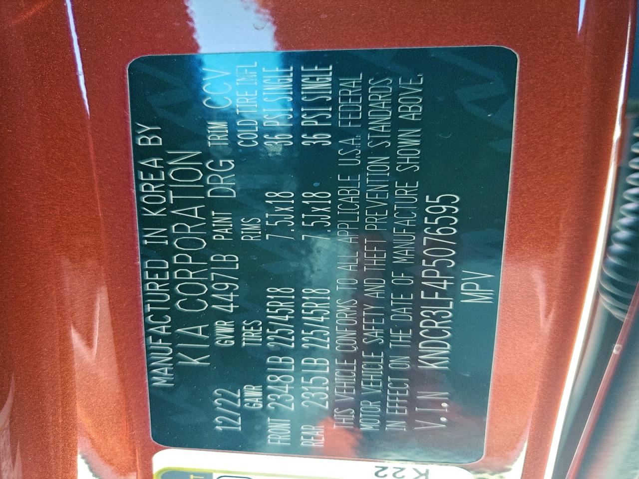 2023 Kia Niro Sx Touring VIN: KNDCR3LF4P5076595 Lot: 94343905