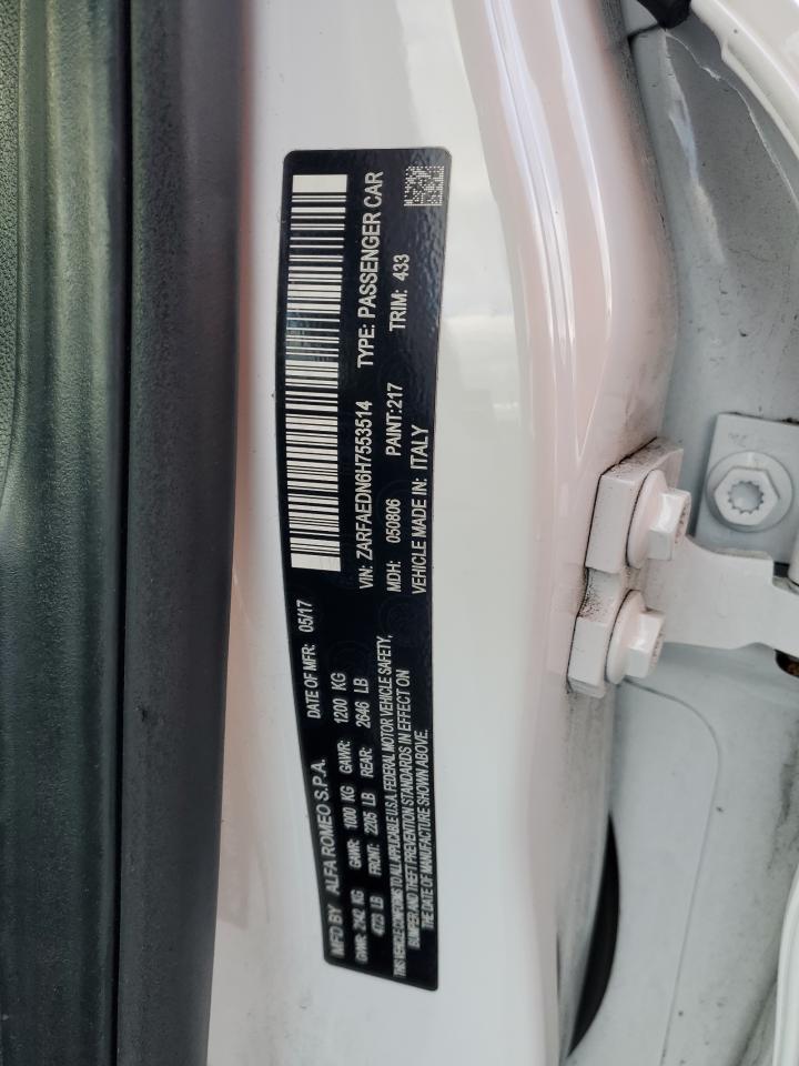 2017 Alfa Romeo Giulia Q4 VIN: ZARFAEDN6H7553514 Lot: 93527425