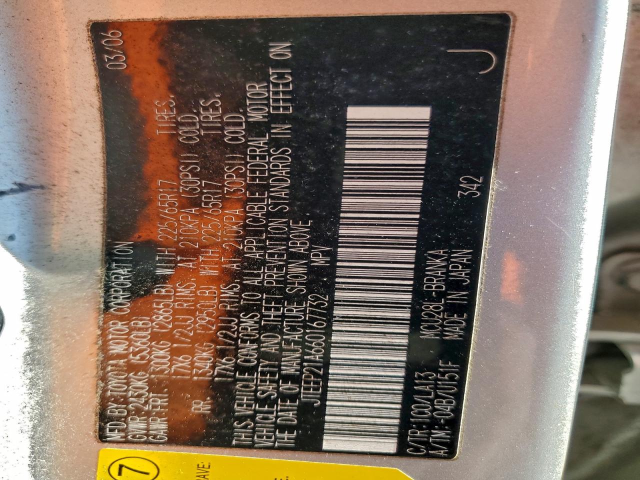 2006 Toyota Highlander Limited VIN: JTEEP21A660167732 Lot: 92576185