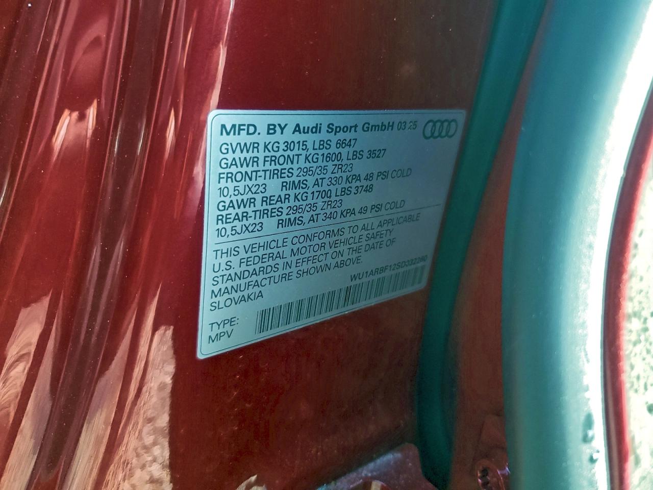 2020 Audi Rs Q8 VIN: WU1ARBF12SD032260 Lot: 86895345