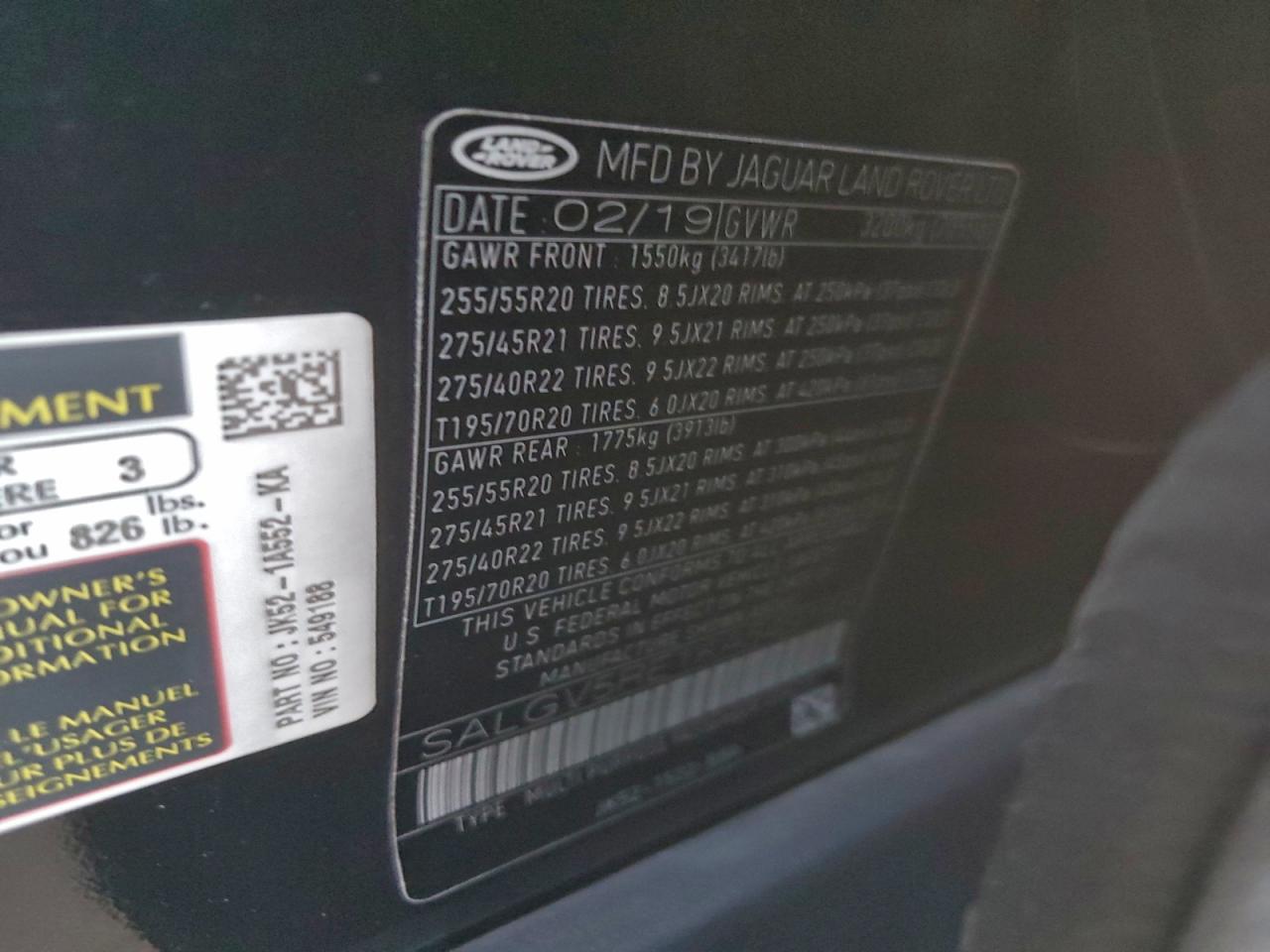 2019 Land Rover Range Rover Autobiography VIN: SALGV5RE1KA549188 Lot: 94143585