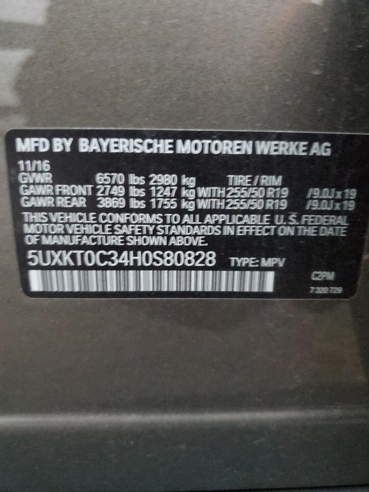 2017 BMW X5 Xdr40E VIN: 5UXKT0C34H0S80828 Lot: 92358125