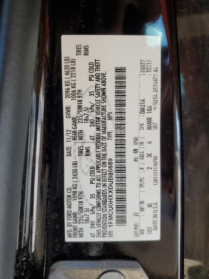 2013 Ford Escape Sel VIN: 1FMCU0HXXDUB80889 Lot: 91203455