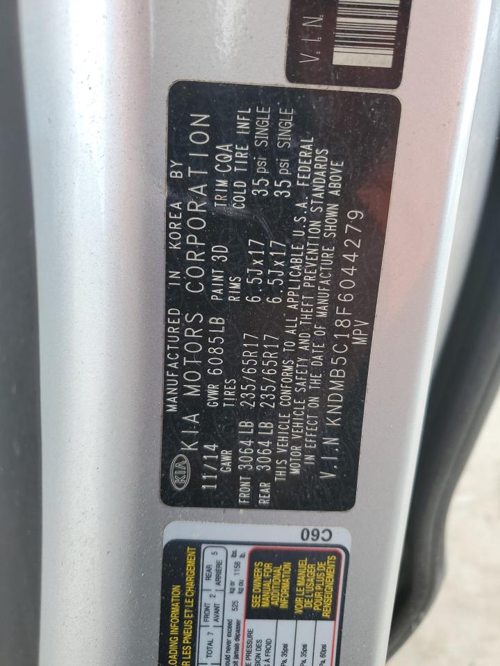 2015 Kia Sedona Lx VIN: KNDMB5C18F6044279 Lot: 91440495