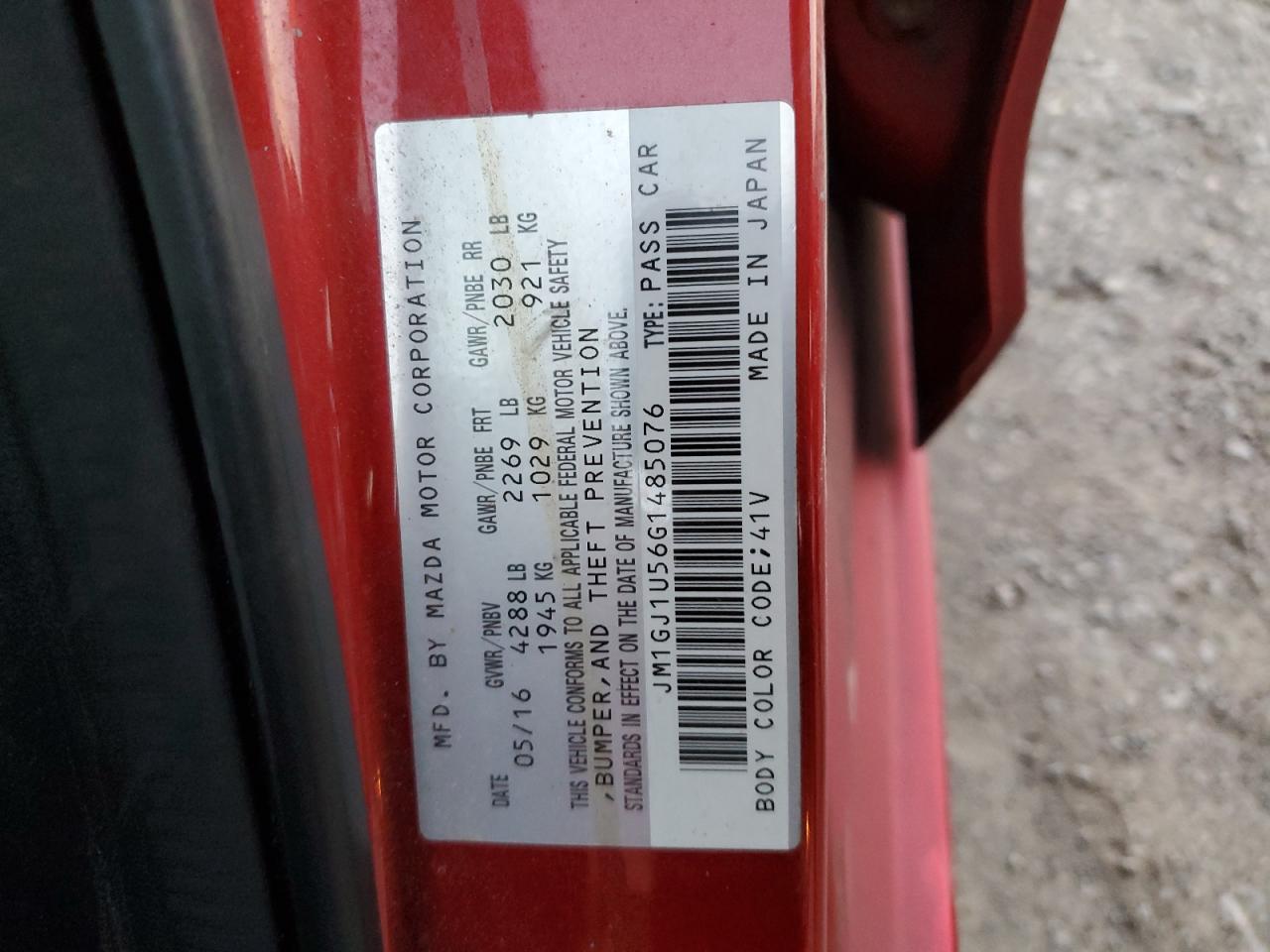 2016 Mazda 6 Sport VIN: JM1GJ1U56G1485076 Lot: 93189515