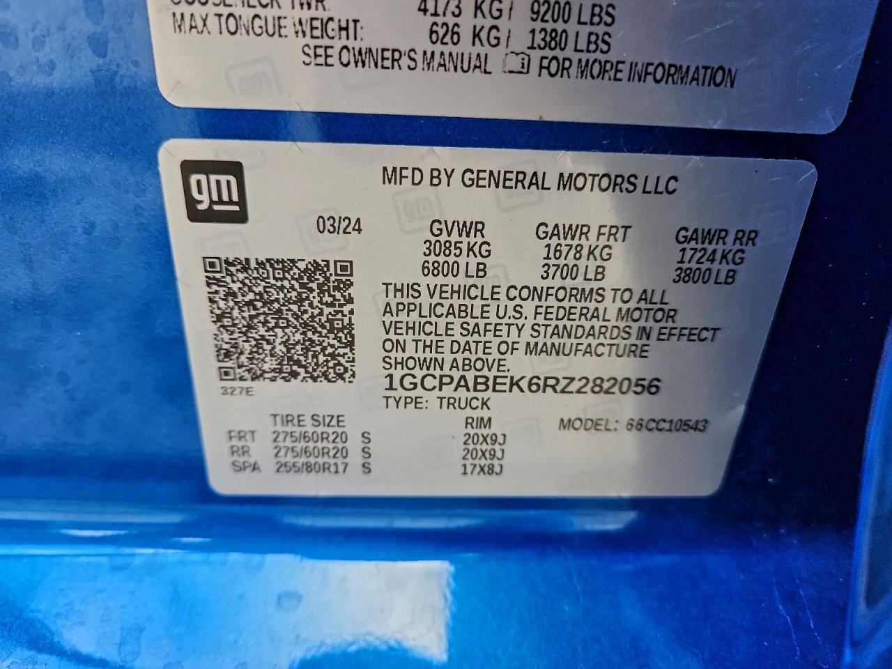 2024 Chevrolet Silverado C1500 Custom VIN: 1GCPABEK6RZ282056 Lot: 94258365