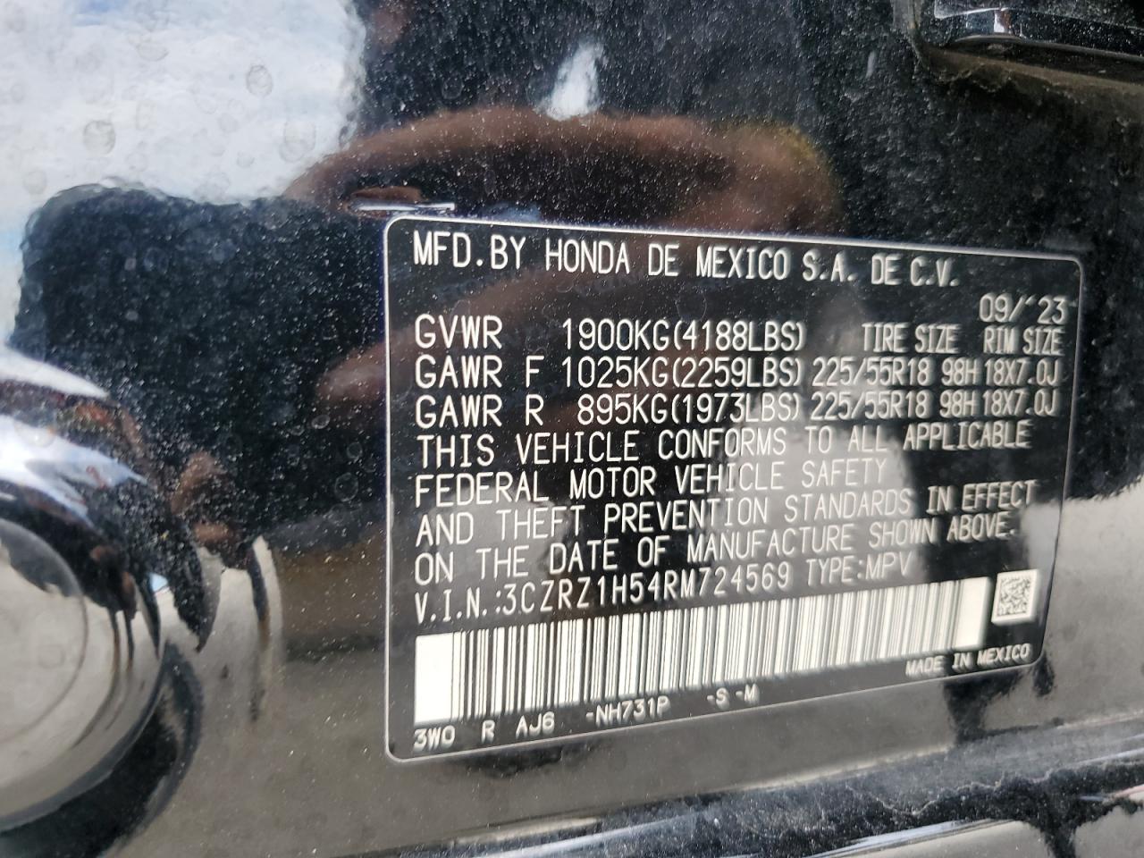 2024 Honda Hr-V Sport VIN: 3CZRZ1H54RM724569 Lot: 92837635