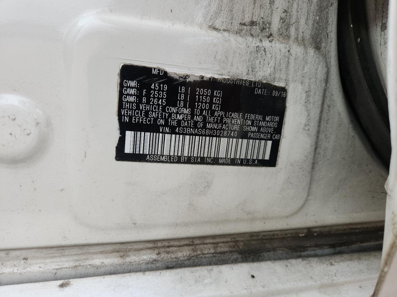 2017 Subaru Legacy Sport VIN: 4S3BNAS68H3028740 Lot: 93539725