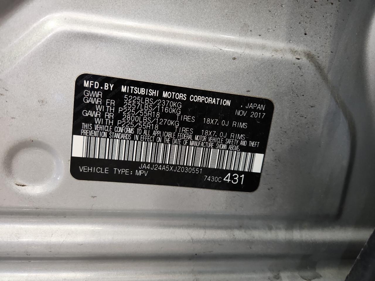 2018 Mitsubishi Outlander Se VIN: JA4J24A5XJZ030551 Lot: 92032285