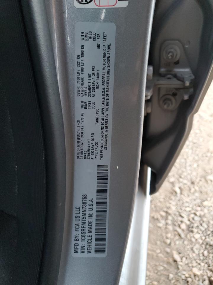 2021 Ram 1500 Big Horn/Lone Star VIN: 1C6SRFMT5MN738768 Lot: 91267245