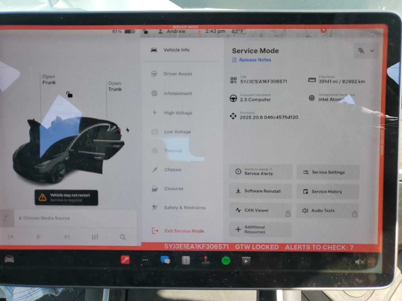 2019 Tesla Model 3 VIN: 5YJ3E1EA1KF306571 Lot: 91850485