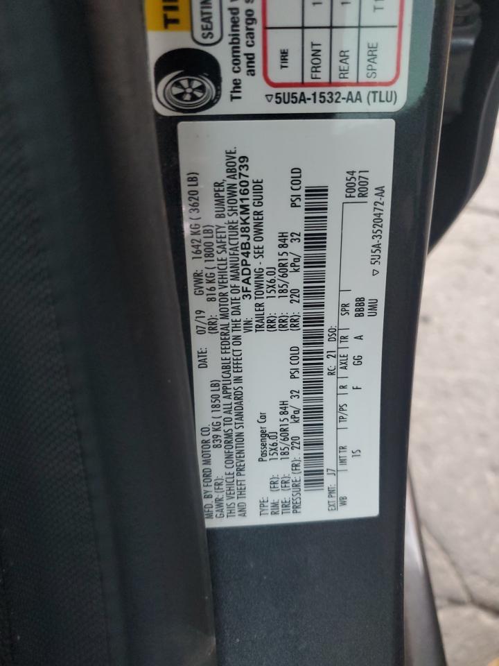 2019 Ford Fiesta Se VIN: 3FADP4BJ8KM160739 Lot: 93181605