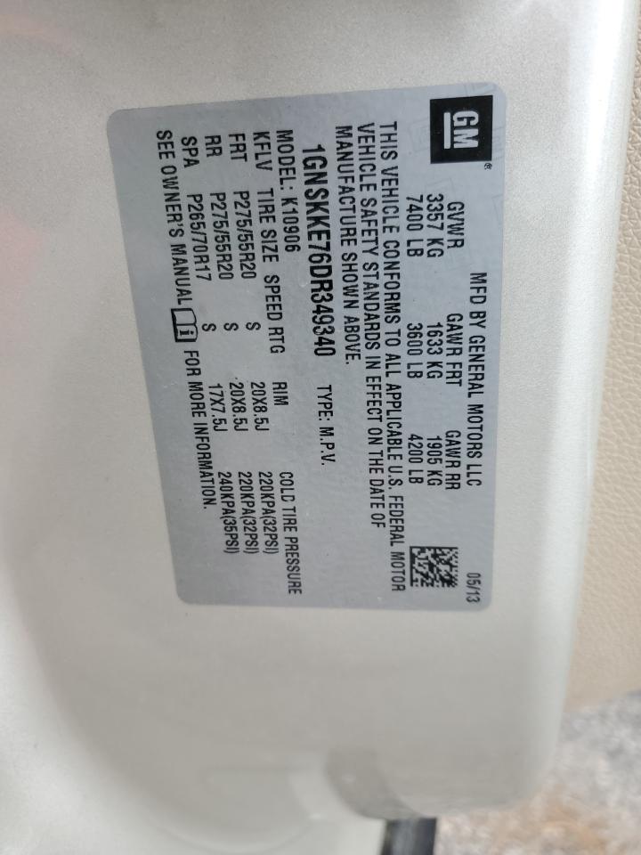 2013 Chevrolet Suburban K1500 Ltz VIN: 1GNSKKE76DR349340 Lot: 86546345