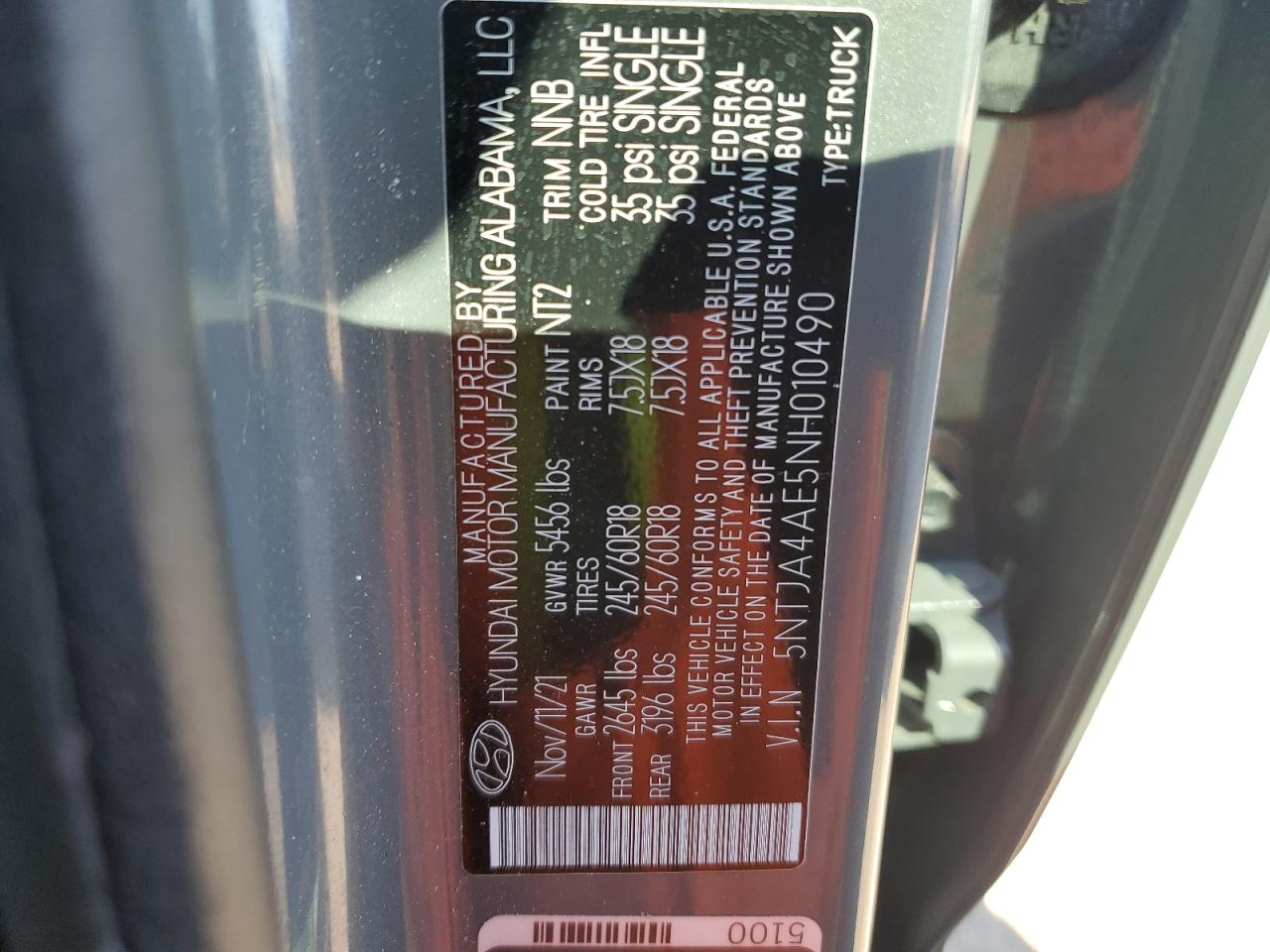 2022 Hyundai Santa Cruz Se VIN: 5NTJA4AE5NH010490 Lot: 92605365