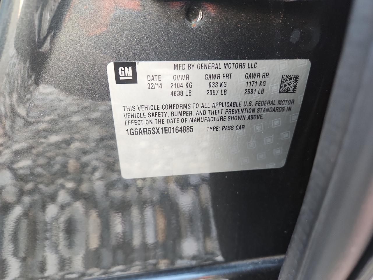 2014 Cadillac Cts Luxury Collection VIN: 1G6AR5SX1E0164885 Lot: 92245235