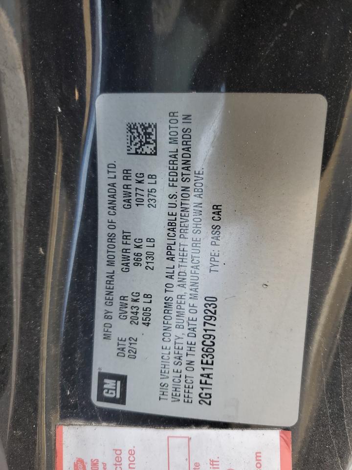 2012 Chevrolet Camaro Ls VIN: 2G1FA1E36C9179230 Lot: 92116355